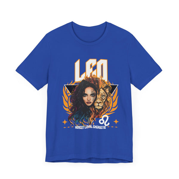 Leo Zodiac Graphic Tee, Unisex Astrology T-Shirt, Cosmic Lion Shirt, Birthday Gift Apparel, Summer Graphic Top