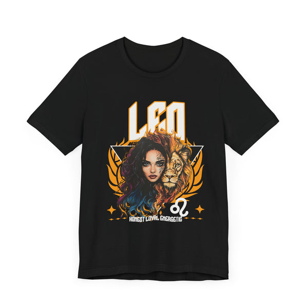 Leo Zodiac Graphic Tee, Unisex Astrology T-Shirt, Cosmic Lion Shirt, Birthday Gift Apparel, Summer Graphic Top