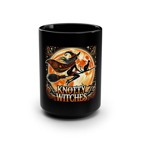 Knotty Witches Black Mug, 15oz - Spooky Coffee Cup, Halloween Gift, Witchy Decor, Funny Tea Mug, Unique Witchy Present
