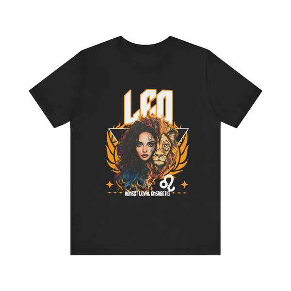 Leo Zodiac Graphic Tee, Unisex Astrology T-Shirt, Cosmic Lion Shirt, Birthday Gift Apparel, Summer Graphic Top